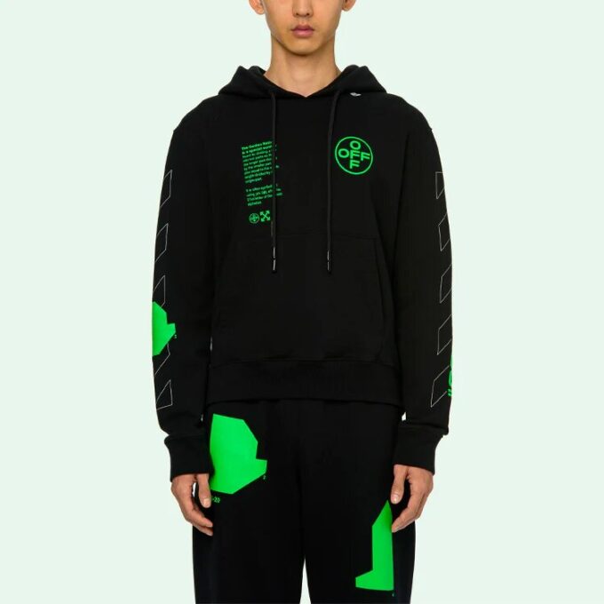 Sudadera con capucha negra SS20 con dibujo de Arrows en la espalda, logotipo masculino, corte normal