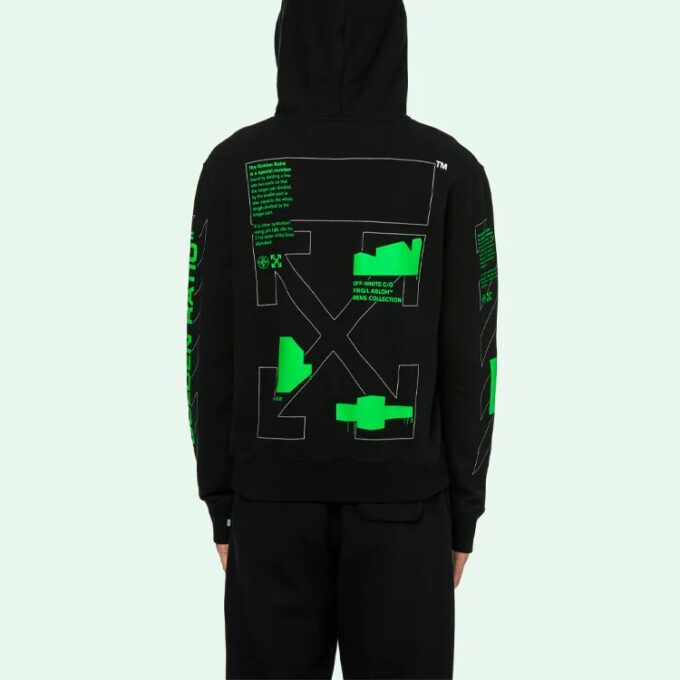 Sudadera con capucha negra SS20 con dibujo de Arrows en la espalda, logotipo masculino, corte normal