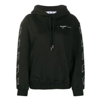 Sudadera con capucha Off-White con estampado, corte holgado, color negro