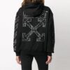 Sudadera con capucha Off-White con estampado, corte holgado, color negro