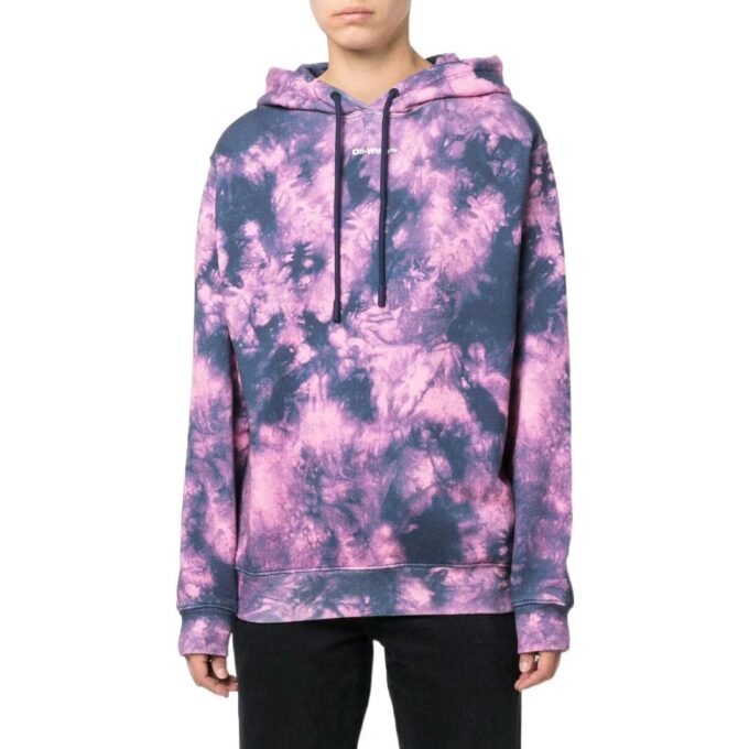 Sudadera con capucha Off-White con estampado de flechas y efecto tie-dye «Rosa azul»