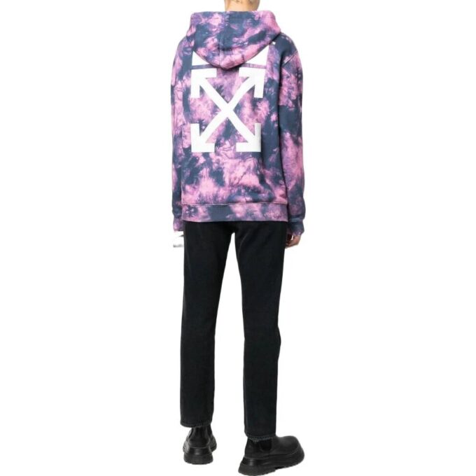 Sudadera con capucha Off-White con estampado de flechas y efecto tie-dye «Rosa azul»