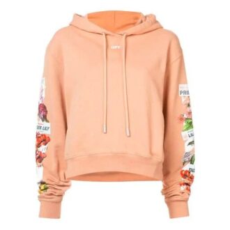 Sudadera con capucha Off-White con estampado de flores, corte holgado, rosa y rojo