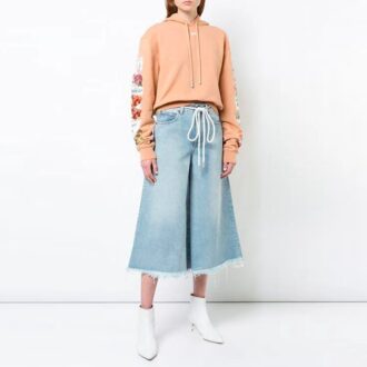 Sudadera con capucha Off-White con estampado de flores, corte holgado, rosa y rojo