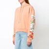 Sudadera con capucha Off-White con estampado de flores, corte holgado, rosa y rojo