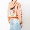 Sudadera con capucha Off-White con estampado de flores, corte holgado, rosa y rojo