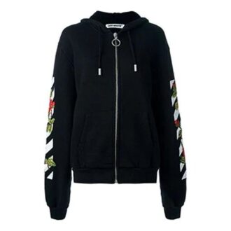 Sudadera con capucha Off-White con estampado floral, color negro