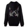 Sudadera con capucha Off-White con flor bordada y flecha, negra