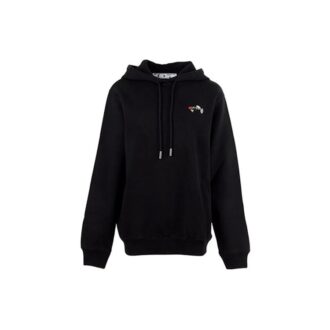 Sudadera con capucha Off-White con flor bordada y flecha, negra