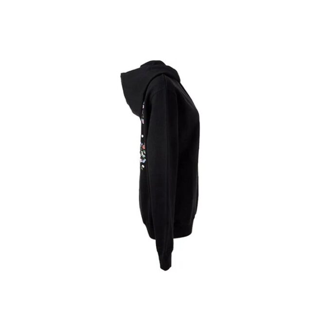 Sudadera con capucha Off-White con flor bordada y flecha, negra