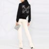 Sudadera con capucha Off-White con flor bordada y flecha, negra