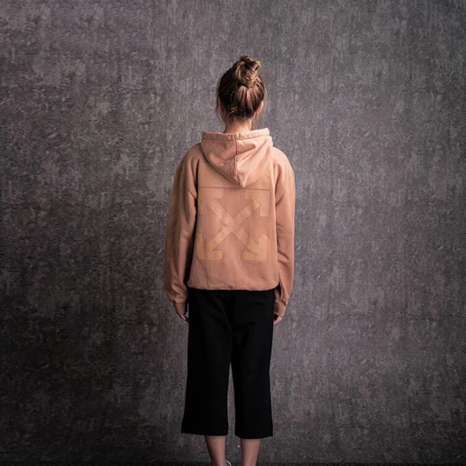 Sudadera con capucha Off-White de algodón, corte ajustado, rosa
