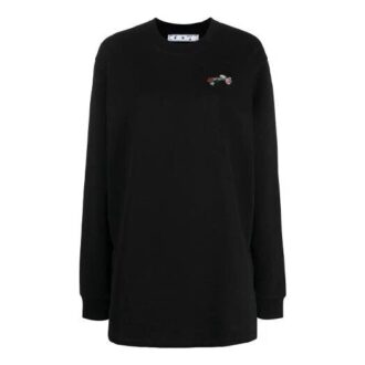 Sudadera con capucha Off-White de corte largo y holgado, con flores bordadas y flechas, en color negro