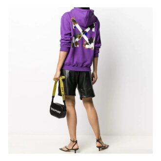 Sudadera con capucha Off-White Leaves Arrow Drawstring Hood, color morado