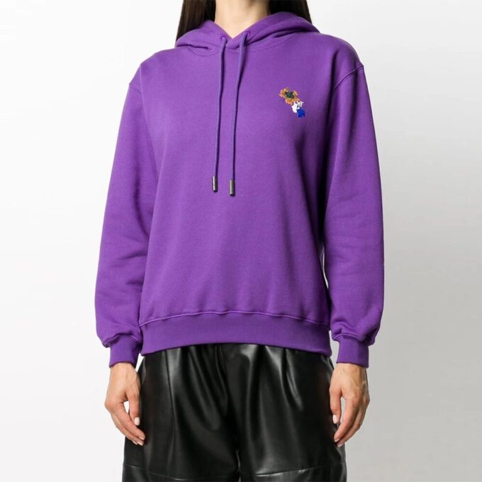 Sudadera con capucha Off-White Leaves Arrow Drawstring Hood, color morado