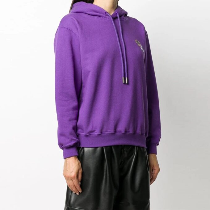 Sudadera con capucha Off-White Leaves Arrow Drawstring Hood, color morado