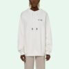 Sudadera con capucha Off-White SS21 con logotipo bordado y flecha, corte holgado, blanca