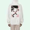 Sudadera con capucha Off-White SS21 con logotipo bordado y flecha, corte holgado, blanca