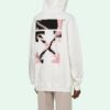 Sudadera con capucha Off-White SS21 con logotipo bordado y flecha, corte holgado, blanca