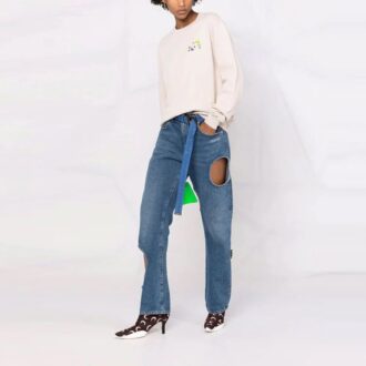 Sudadera con capucha Off-White SS21 de corte holgado, estampado de flores y cuadros con Arrows, color blanco cremoso