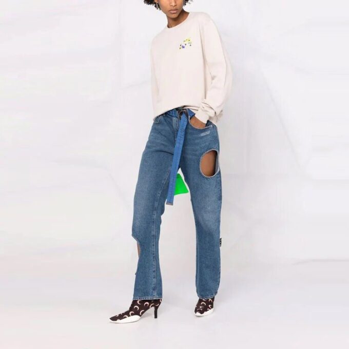 Sudadera con capucha Off-White SS21 de corte holgado, estampado de flores y cuadros con Arrows, color blanco cremoso