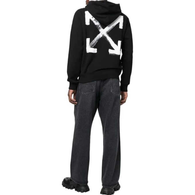 Sudadera con capucha Paint Arrow Slim «Negro Blanco»