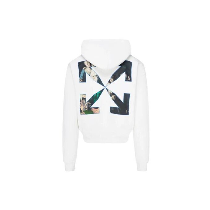 Sudadera con capucha para hombre Caravaggio Painting Over, blanca y negra, FW20, con logotipo