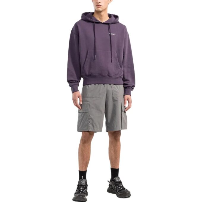 Sudadera con capucha para hombre Off-White FW22 con estampado de personajes y eslogan, color morado