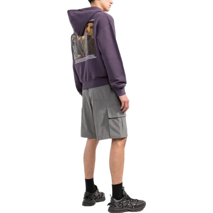Sudadera con capucha para hombre Off-White FW22 con estampado de personajes y eslogan, color morado