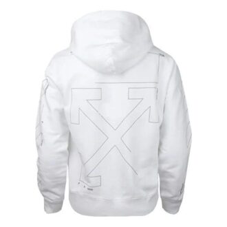 Sudadera con capucha sin rematar y mangas diagonales, color blanco
