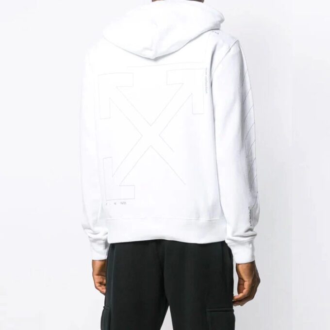 Sudadera con capucha sin rematar y mangas diagonales, color blanco