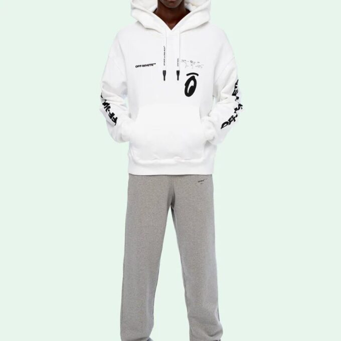 Sudadera con capucha Split Arrows para hombre, color blanco