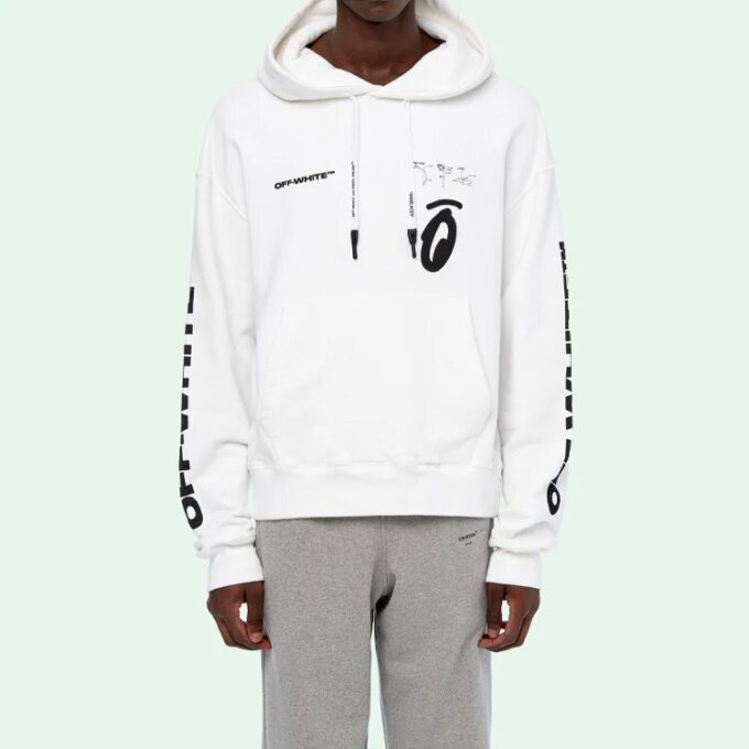 Sudadera con capucha Split Arrows para hombre, color blanco