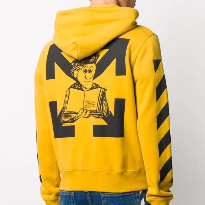 Sudadera con capucha y aplique de flecha para hombre, amarilla