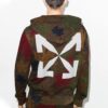 Sudadera con capucha y apliques de camuflaje de hojas FW20 para hombre, color caqui/verde