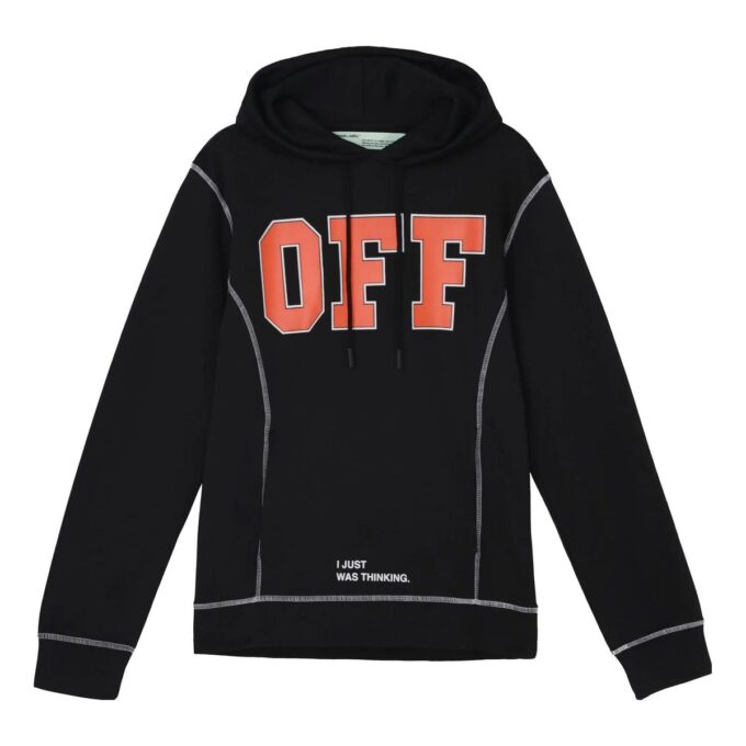 Sudadera con capucha y apliques OFF Unisex Negro