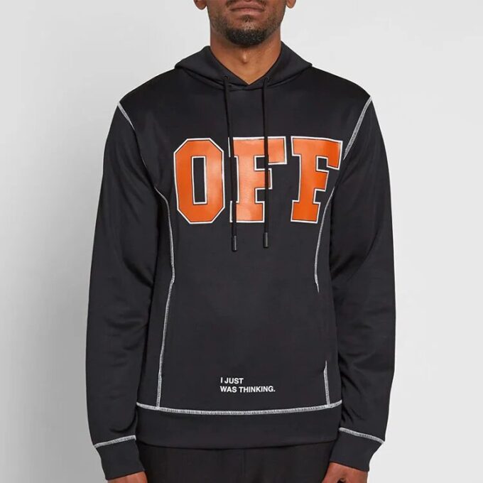 Sudadera con capucha y apliques OFF Unisex Negro
