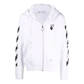 Sudadera con capucha y cremallera Carav Arrow Slim «Blanco/Negro»