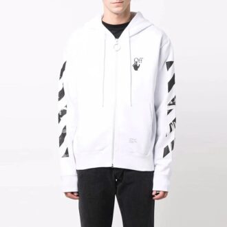 Sudadera con capucha y cremallera Carav Arrow Slim «Blanco/Negro»