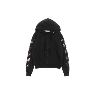 Sudadera con capucha y cremallera Caravaggio Square Slim «Negro/Multicolor»