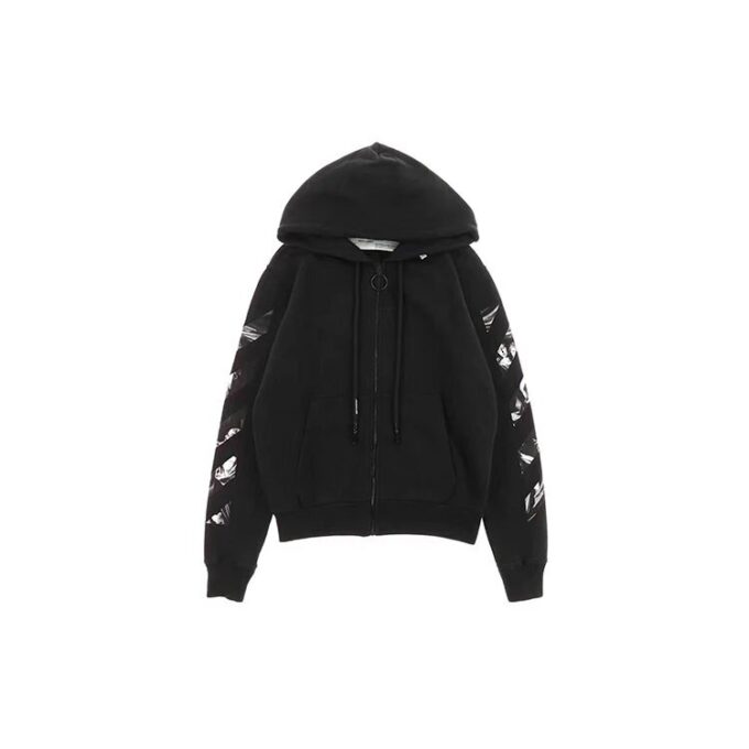Sudadera con capucha y cremallera Caravaggio Square Slim «Negro/Multicolor»