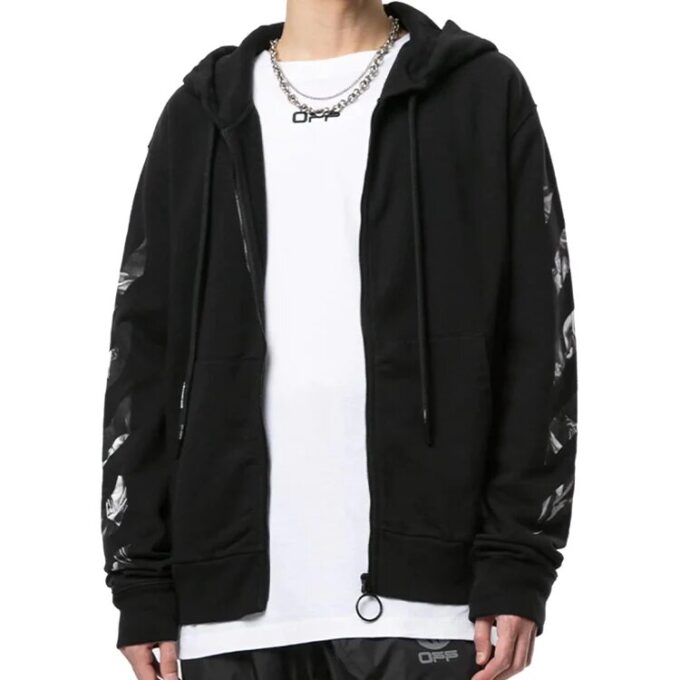 Sudadera con capucha y cremallera Caravaggio Square Slim «Negro/Multicolor»