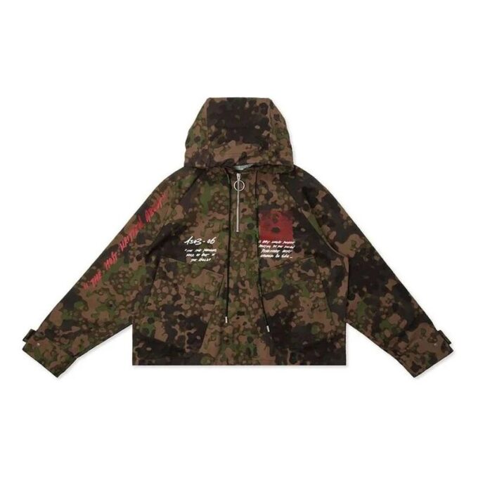 Sudadera con capucha y cremallera con estampado MONALISA para hombre, camuflaje