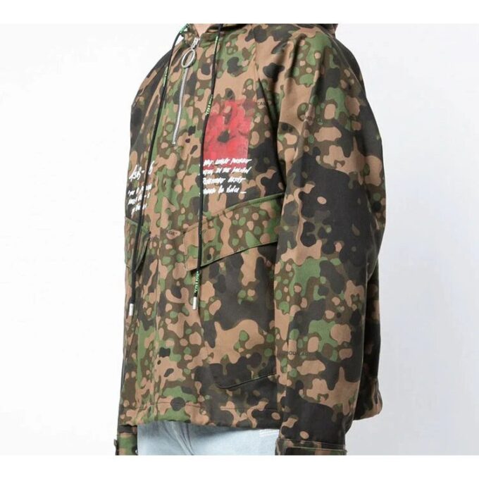 Sudadera con capucha y cremallera con estampado MONALISA para hombre, camuflaje