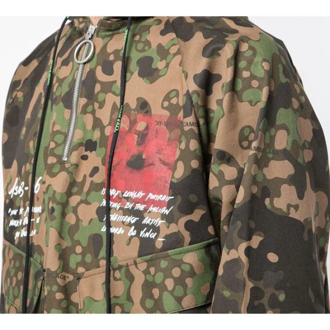 Sudadera con capucha y cremallera con estampado MONALISA para hombre, camuflaje