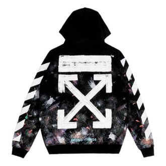 Sudadera con capucha y cremallera de felpa con estampado de grafitis Galaxy Brush para hombre, color negro