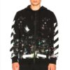 Sudadera con capucha y cremallera de felpa con estampado de grafitis Galaxy Brush para hombre, color negro