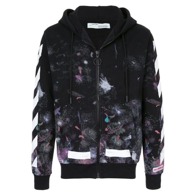 Sudadera con capucha y cremallera Diag Galaxy Brush «Negro, blanco y multicolor»
