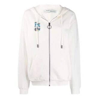 Sudadera con capucha y cremallera Off-White, manga larga, versión Ordinary, blanco cremoso