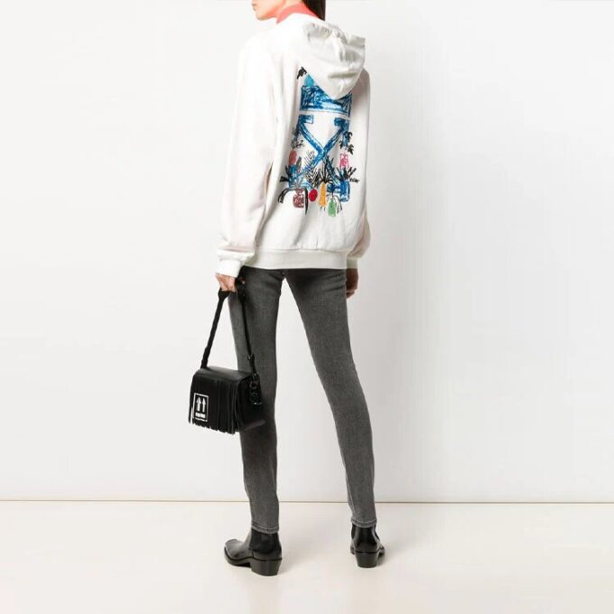 Sudadera con capucha y cremallera Off-White, manga larga, versión Ordinary, blanco cremoso